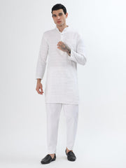 Classic White Stripe Men’s Kurta