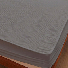 Grey Waterproof Mattress Protector – Fitted Wavy Textured Design