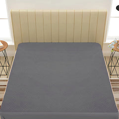 Grey Waterproof Mattress Protector – Fitted Wavy Textured Design