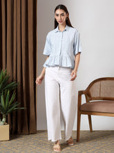 Peplum Breeze Shirt (Blue)