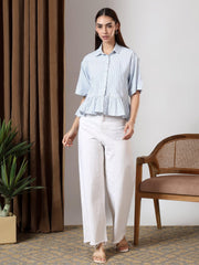 Peplum Breeze Shirt (Blue)