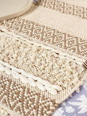 Soft knitted Beige Table Runner with tint of brown thread