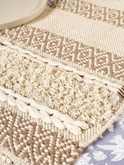 Soft knitted Beige Table Runner with tint of brown thread