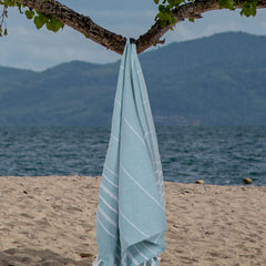 Aqua Blue Turkish Beach Towel | 100% Cotton | Ultra-Soft & Quick-Drying