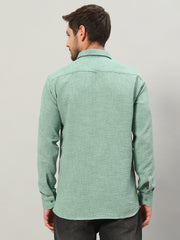 Sage Green Premium Linen Blend Point Collar Shirt