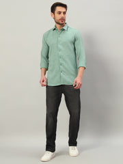 Sage Green Premium Linen Blend Point Collar Shirt