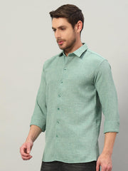 Sage Green Premium Linen Blend Point Collar Shirt