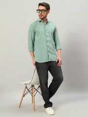 Sage Green Premium Linen Blend Point Collar Shirt
