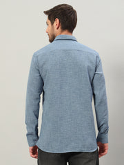 Steel Blue Premium Linen Blend Point Collar Shirt