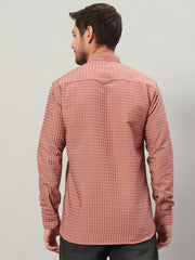 Men's Old Rose Bubble Cotton Mandarin Collar Shirt