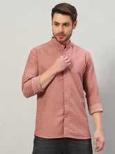 Men's Old Rose Bubble Cotton Mandarin Collar Shirt