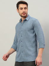 Steel Blue Premium Linen Blend Point Collar Shirt