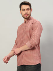 Men's Old Rose Bubble Cotton Mandarin Collar Shirt