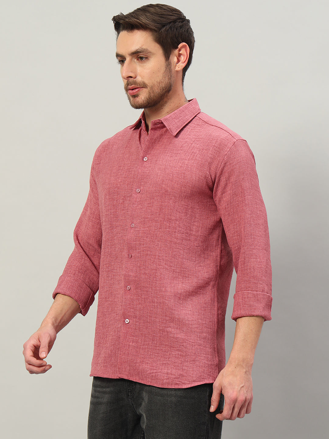 Turkish Rose Premium Linen Blend Point Collar Shirt