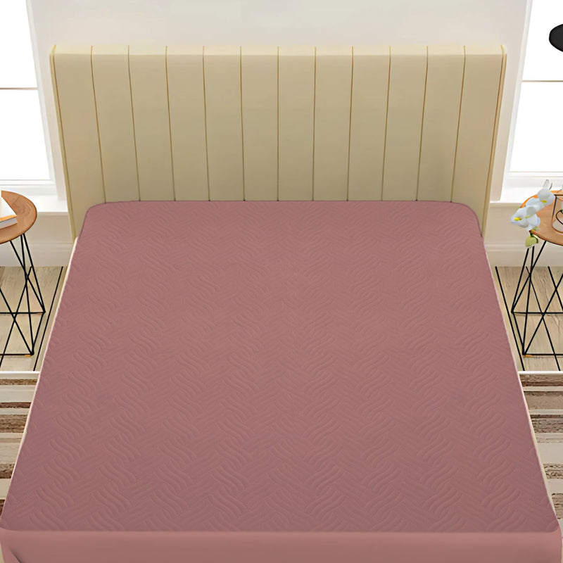Dusty Rose Waterproof Mattress Protector – Fitted Textured Design