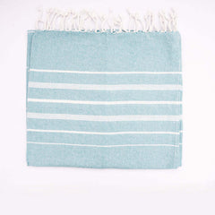 Aqua Blue Turkish Beach Towel | 100% Cotton | Ultra-Soft & Quick-Drying