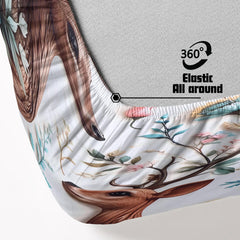 Enchanted Deer 7D Cotton Fitted Bedsheet (90x100 inch) King Size