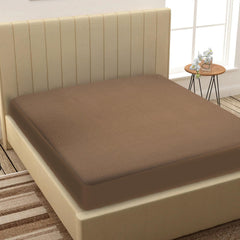 Coffee Brown Waterproof Mattress Protector β Fitted Textured Design