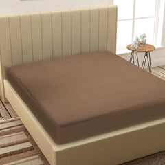 Coffee Brown Waterproof Mattress Protector – Fitted Textured Design - Furnish Factory