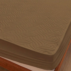 Coffee Brown Waterproof Mattress Protector – Fitted Textured Design - Furnish Factory
