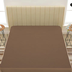 Coffee Brown Waterproof Mattress Protector – Fitted Textured Design - Furnish Factory