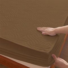 Coffee Brown Waterproof Mattress Protector β Fitted Textured Design