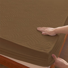 Coffee Brown Waterproof Mattress Protector – Fitted Textured Design - Furnish Factory
