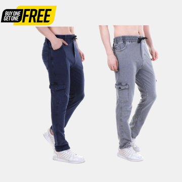 Buy 1 Get 1 Free Light Grey And Navy Utility Cargo Pants