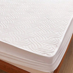 Milky White Waterproof Mattress Protector – Fitted Textured Design