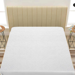Milky White Waterproof Mattress Protector – Fitted Textured Design