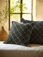 Noir Gold Geometric Cushion Cover – 16x16 Inches