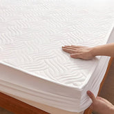 Milky White Waterproof Mattress Protector – Fitted Textured Design - Furnish Factory