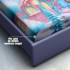 Bear Winter Wonderland 7D Cotton Fitted Bedsheet (90x100 inch) King Size