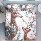 Enchanted Deer 7D Cotton Fitted Bedsheet (90x100 inch) King Size