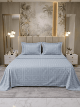 Celestial Grey Gridline Bedsheet