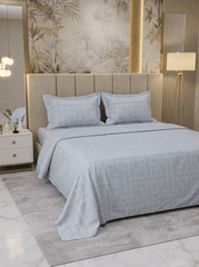 Celestial Grey Gridline Bedsheet