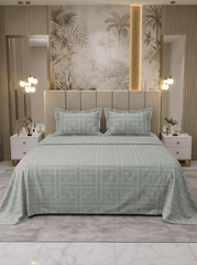 Celestial Green Gridline Bedsheet