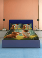 Puppy Love Premium Fitted 7D Kids Bedsheet – (90x100 Inch) King Size - Furnish Factory