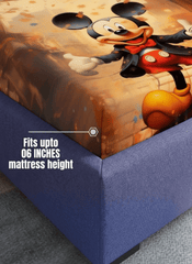 Mickey Magic Fitted 7D Kids Bedsheet – (90x100 Inch) King Size - Furnish Factory