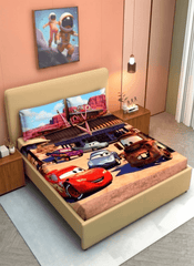 Racing Town Adventure 7D Fitted Kids Bedsheet – (90x100 Inch) King Size - Furnish Factory