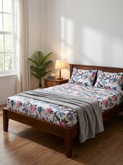 Birdsong Bloom And Geometric Harmony Cotton Blend Bedsheet