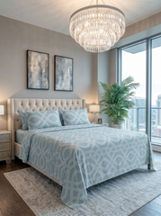 Celestial Blue Mist Cotton Bedsheet