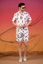 Brown Patterned Cuban Collar Co-Ords