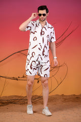 Brown Patterned Cuban Collar Co-Ords