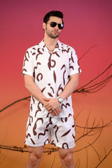 Brown Patterned Cuban Collar Co-Ords