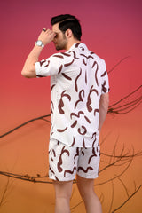Brown Patterned Cuban Collar Co-Ords