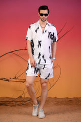 Black Brushstroke Cuban Collar Co-Ords