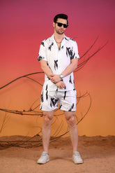 Black Brushstroke Cuban Collar Co-Ords