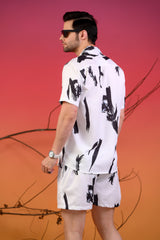 Black Brushstroke Cuban Collar Co-Ords