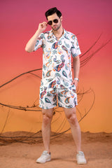 Ethnic Motifs Multicolored Cuban Collar Co-Ords